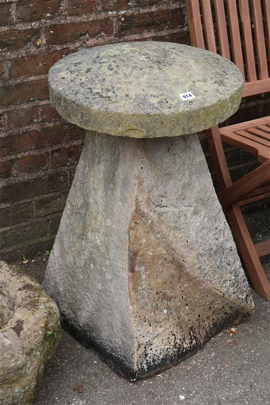 A staddle stone and base